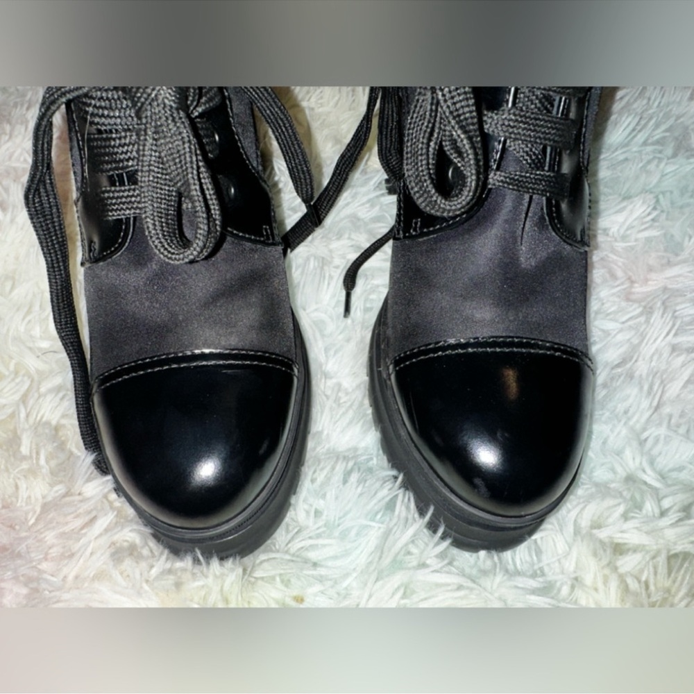 Prada Black Lug Sole Lace-Up Ankle Boots - Picture 6 of 14